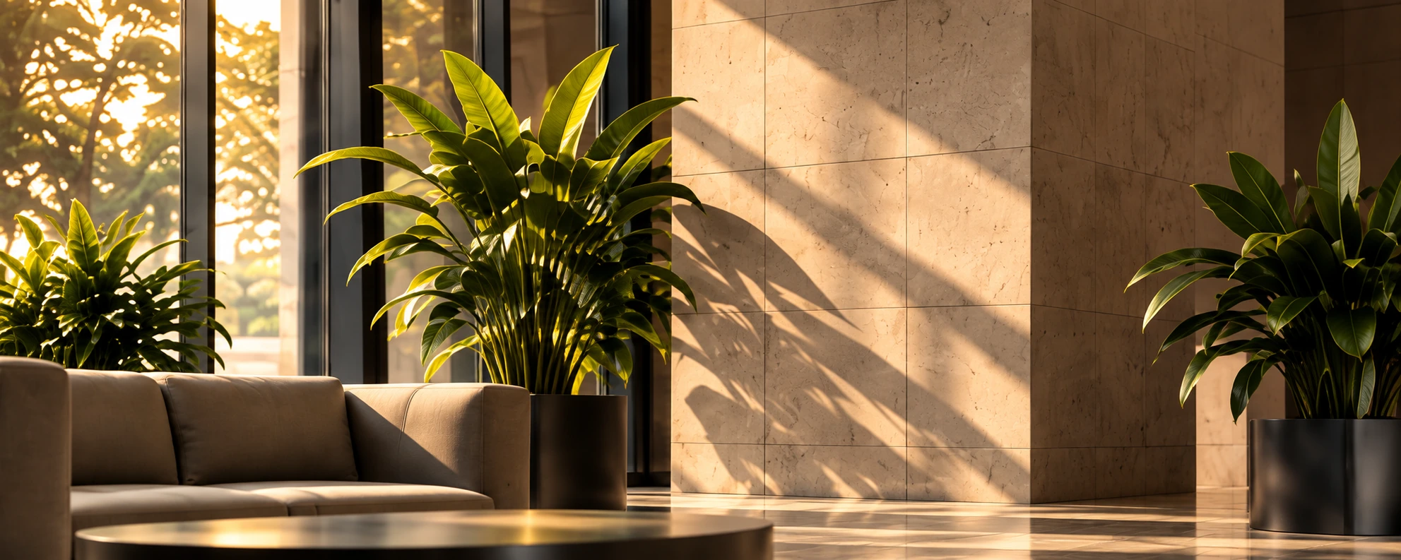 Warm architectural detail in a condominium common area